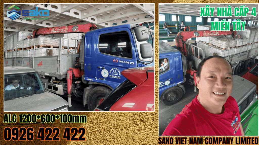 Kỹ thuật SAKO hỗ trợ hạ hàng tấm ALC xây nhà cấp 4 tại công trình