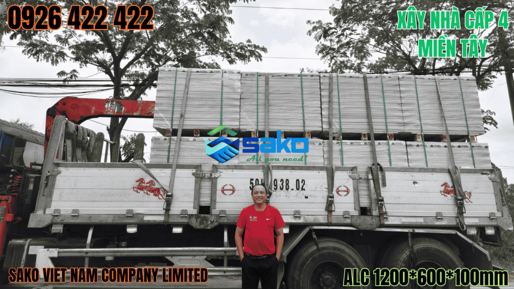 Kỹ thuật SAKO hỗ trợ hạ hàng tấm ALC xây nhà cấp 4 tại công trình